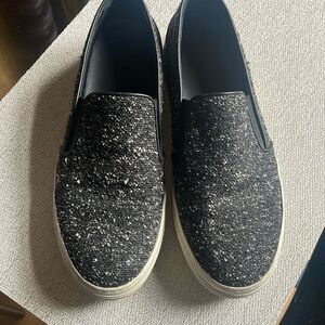 Tod's Black and Silver Sparkle Flats